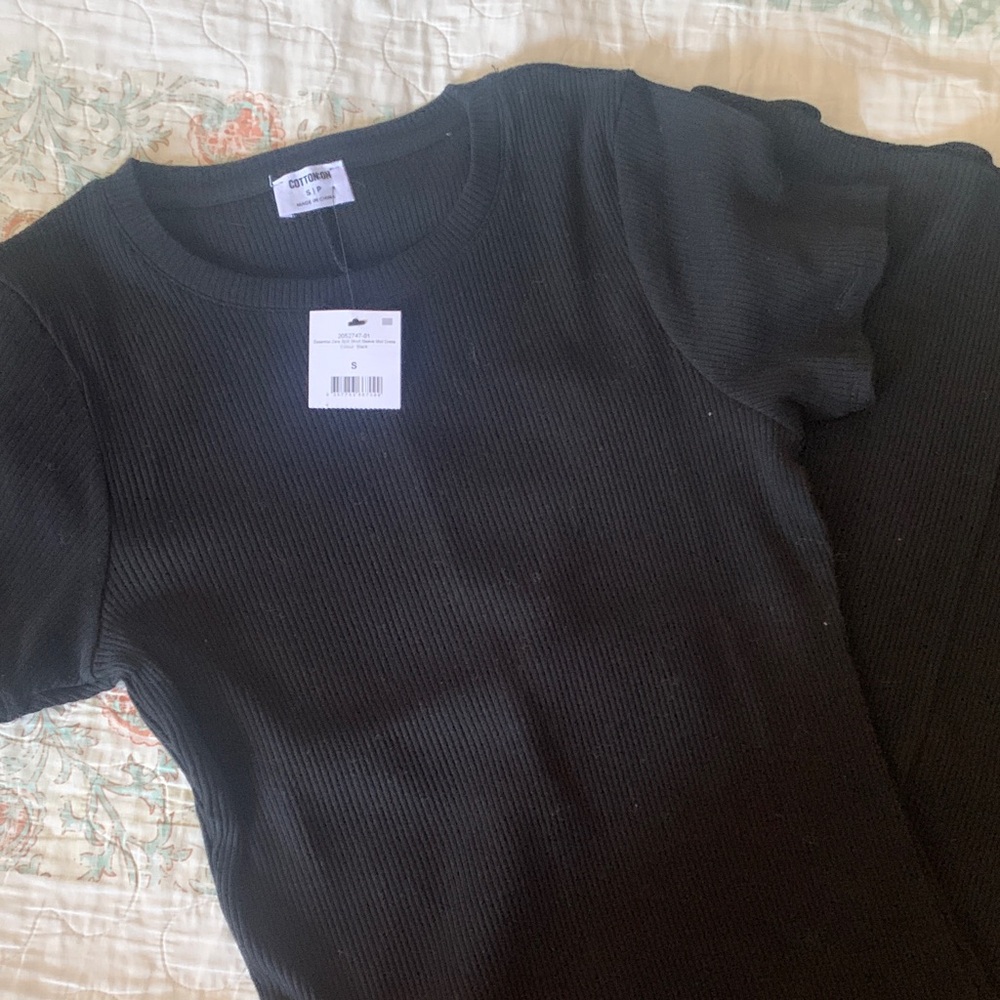 Cotton on Black Ribbed Short Sleeve dress